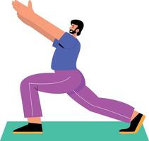 A flat style illustration showing a character doing forward lunges exercise vector