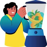 A flat style illustration of making smoothie vector