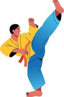 A flat style illustration of high kick vector