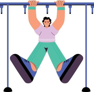 A flat style illustration showing a character doing front lever exercise vector
