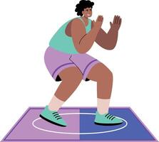 A flat style illustration showing a character doing squat exercise vector