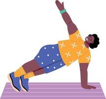 A flat style illustration showing a character doing side plank exercise vector