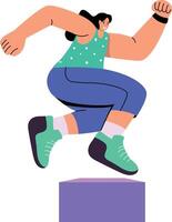 A flat style illustration showing a character doing block exercise vector