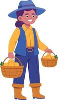 Flat illustration showing a farmer holding vegetables vector