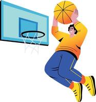 A flat style illustration of jump shot vector