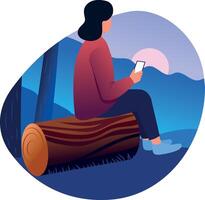 A nature listening character illustration in flat style vector