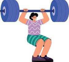 A flat style illustration showing a character doing deadlift exercise vector