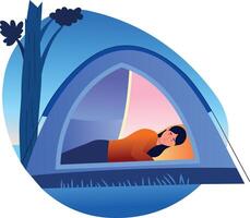 A flat style illustration showing a sleeping tent vector