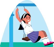 A flat style illustration showing student recess play vector