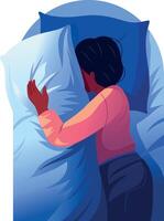 A flat style illustration showing a character hugging pillow vector