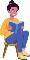 A flat style illustration of a reader sitting with a book vector