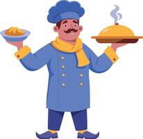 A flat style illustration of a french chef vector