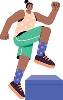 A flat style illustration showing a character doing block workout vector