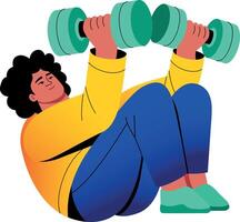 A flat style illustration of dumbbell exercise vector