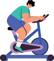 A flat style illustration showing character doing cycling vector