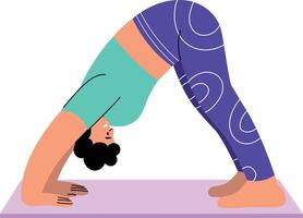 A flat style illustration showing a character doing dog pose exercise vector