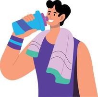 A flat style illustration showing a character drinking water vector