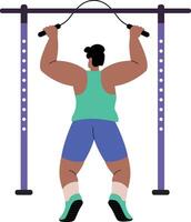 A flat style illustration showing a character doing lat pulldown exercise vector