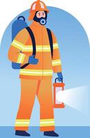 A flat style illustration of firefighter torch vector