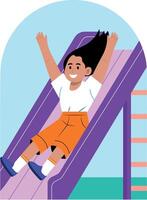 A flat style illustration showing kid slide vector