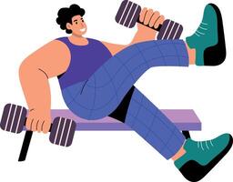 A flat style illustration showing a character doing hip thrust exercise vector