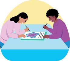 A flat style illustration of a lab students vector