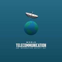 World telecommunication and information society day with world map with signal tower vector
