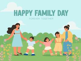 Happy family day celebration in vibrant landscape. illustrations. vector