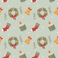 Seamless holiday pattern with festive elements. illustrations. vector
