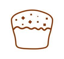 Brown Outline Cupcake Illustration. Simple Dessert Icon - Clean and basic illustration of a cupcake with a brown outline and sprinkles. Transparent background. png