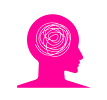 Pink Head with Inner Swirls Illustration. Simple Mental Health Icon. Minimalist Design for Psychology or Thoughts. Isolated Illustration. png