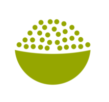 Green Bowl with Dots Illustration. Simple Food Icon. Minimalist Design of a Dish Filled with Small Circles. Isolated Illustration. png