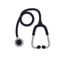 Black Stethoscope Illustration. Simple Medical Tool Icon. Minimalist Design for Healthcare. Isolated Illustration. png