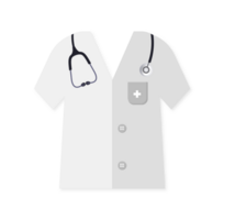 White Doctor Coat with Stethoscope Illustration. Simple Medical Uniform Icon. Minimalist Design for Healthcare Professional. Isolated Illustration. png