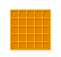 Orange Square Waffle Illustration. Simple Breakfast Food Icon. Minimalist Design of a Grid Patterned Waffle. Isolated Illustration. png