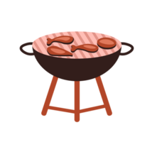 Barbecue Grill with Food Illustration. Simple Cooking Icon. Minimalist Design of a BBQ with Meat. Isolated Illustration. png