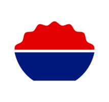 Red and Blue Shaved Ice Illustration. Simple Dessert Icon - Clean and basic illustration of a bowl of shaved ice with red syrup over blue ice. Transparent background. png