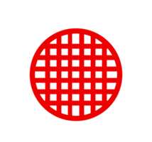 Red Waffle Illustration. Simple Food Icon - Clean and basic illustration of a round red waffle with a grid pattern. Transparent background. png