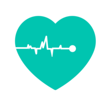 Teal Heart with Heartbeat Line Illustration. Simple Medical Icon. Minimalist Design for Cardiology or Health. Isolated Illustration. png