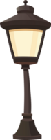 Street lamp emitting soft light, creating a warm glow and adding a touch of old-world charm to the surroundings, decorative light. png