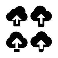 Cloud Upload Silhouette Icons for Data Storage and Sync vector
