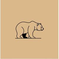 Bear standing logo design on a brown background vector