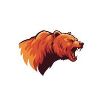 bear head with its mouth open logo design vector
