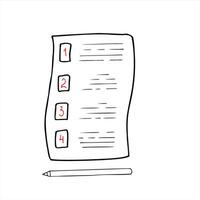 Paper planner or to-do list with numbered items in red and blank lines for notes illustration. Pen or pencil lies nearby, symbolizing planning. For organizers, schedules, task management vector