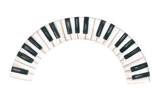 Abstract hand painted curved piano keyboard with flowing, organic lines watercolor illustration isolated background. Elegant interpretation of arched piano keys for music branding, modern wall art vector