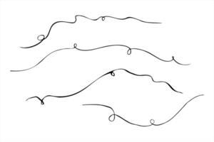 Abstract wavy and swirling lines with loops in black and white style. Minimalist line set painted by black inks for modern branding, fashion prints, packaging design vector