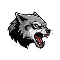 Head of a wolf with its mouth open logo design vector