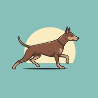 Dog running in front of a moon logo design vector