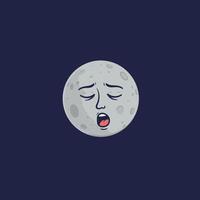 Cartoon moon with its eyes closed logo design vector