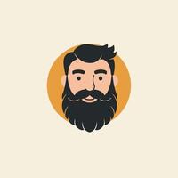 Man with a beard and mustache logo design vector